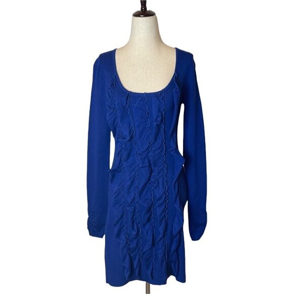 Jump Girl Royal Blue Long Sleeve Ruffle Mini Sheath Dress Size S - Picture 1 of 10